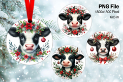 Highland Cows Christmas Tree Round Circle Decorate Ornament Product Image 1