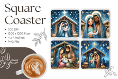 Nativity Scene Coasters Square Christmas Accessories Jesus_7 Product Image 1