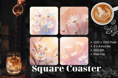 Flower Coasters Square Accessories Keychain Sublimation_7 Product Image 1