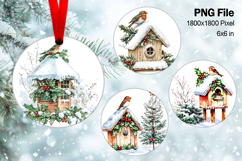 Christmas House Ornament Watercolor Snow House Decorate_71 Product Image 1
