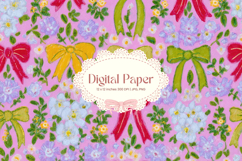 Bow Ribbon Background Bow Digital Paper Pattern Wallpaper_72 Product Image 1