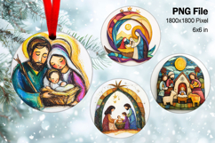 Nativity Scene Christmas Ornament Round Circle Jesus Baby_8 Product Image 1