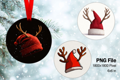 Christmas Ornament Santa Hat Tree Decorate Sublimation 3 Product Image 1