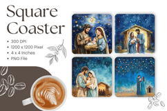 Nativity Scene Coasters Square Christmas Accessories Jesus_8 Product Image 1