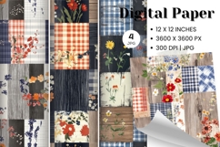 Flower Patchwork Quilt Pattern Background Gingham Wallpaper Product Image 1