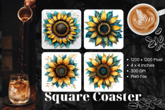 Sunflower Square Coasters Accessories Keychain Sublimation_8 Product Image 1