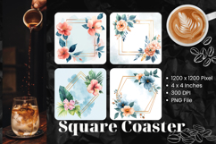 Flower Coasters Square Accessories Keychain Sublimation_8 Product Image 1