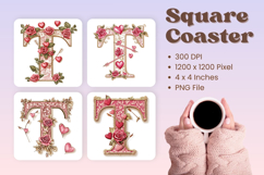 Letters Valentine Square Coasters Love Heart Accessories_T Product Image 1