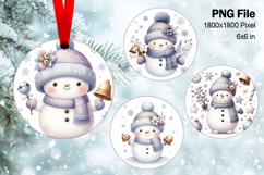 Snowman Christmas Ornament Round Circle Tree Decorate PNG84 Product Image 1