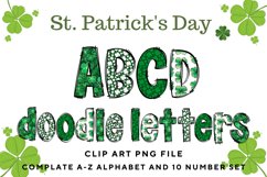 St Patrick&#039;s day Doodle Alphabet Shamrock Letters Hand Drawn Product Image 1