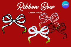 Coquette Bow Canva Frame Hand-Drawn Ribbon Mom life Design Product Image 1