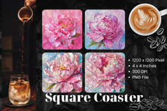 Flower Coasters Square Accessories Keychain Sublimation_9 Product Image 1