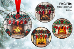 Christmas Fireplace Ornament Circle Winter House Decorate_96 Product Image 1