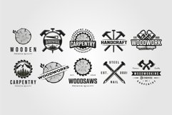 set of vector carpentry woodwork vintage logo craftsman Product Image 1
