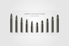 set of bullets ammunition object vector isolated Product Image 1