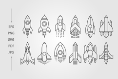 vector set of rocket line art icon logo symbol illustration Product Image 1