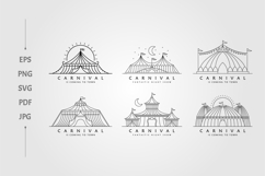 set of circus tent line art logo vector design Product Image 1
