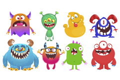 Happy cartoon monsters set with different face expressions Product Image 1