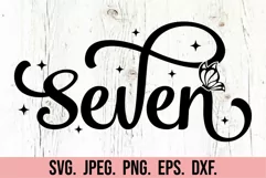 7th Birthday Girl Butterfly SVG - Seven 7 Birthday Girl PNG Product Image 7
