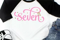 7th Birthday Girl Butterfly SVG - Seven 7 Birthday Girl PNG Product Image 2