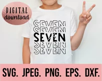 7th Birthday Boy Shirt SVG - Seventh Birthday Seven Clipart Product Image 2
