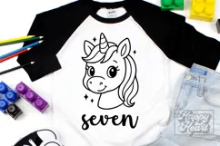 Seven Birthday Unicorn SVG - 7th Birthday Unicorn Shirt PNG Product Image 1