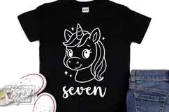 Seven Birthday Unicorn SVG - 7th Birthday Unicorn Shirt PNG Product Image 2