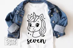Seven Birthday Unicorn SVG - 7th Birthday Unicorn Shirt PNG Product Image 3