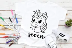 Seven Birthday Unicorn SVG - 7th Birthday Unicorn Shirt PNG Product Image 5