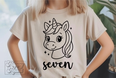 Seven Birthday Unicorn SVG - 7th Birthday Unicorn Shirt PNG Product Image 4