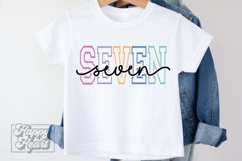 Seven Birthday Girl SVG - 7th Birthday Girl Varsity Font PNG Product Image 3