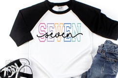 Seven Birthday Girl SVG - 7th Birthday Girl Varsity Font PNG Product Image 4