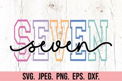 Seven Birthday Girl SVG - 7th Birthday Girl Varsity Font PNG Product Image 5