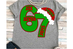 Six seven svg JPEG Silhouette Cricut Christmas hat humor 6 7 Product Image 1