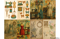 Victorian Seamstress Junk Journal Pages | Fashion Printable Product Image 2