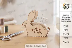 Bunny Sewing Pincushion Laser Cut. Needle Holder Stand SVG Product Image 1