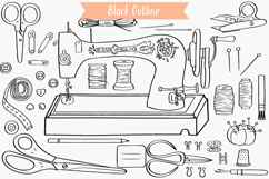 Sewing Doodles | Vintage Singer Machine, Scissors, Buttons Product Image 4