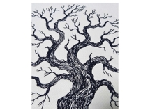 Artistic Twisted Oak Tree Sketch Embroidery Product Image 5