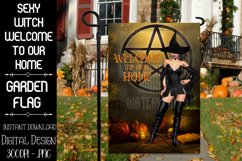 Fantasy Halloween Sexy Witch Garden Flag Sublimation Design Product Image 1