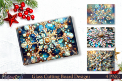 Snowflake Stained Glass Designs | Cutting board Product Image 1