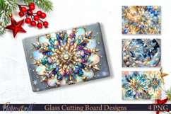 Christmas Snowflake Glass Cutting Board PNG Product Image 1