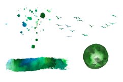Watercolor Forest, Tree Clipart PNG, landscape clipart Product Image 4