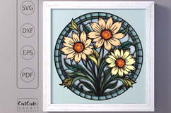 Flowers SVG Shadow Box Template, Art Nouveau Stained Glass Product Image 1