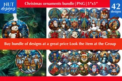 Winter town, village Stained glass Christmas ornament design Product Image 2