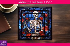 Stained glass halloween card, Skeleton Halloween card Product Image 1