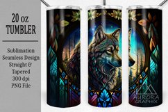 Stained Glass Wolf - 20oz. Skinny Tumbler Sublimation Wrap Product Image 1
