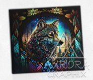 Stained Glass Wolf - 20oz. Skinny Tumbler Sublimation Wrap Product Image 2