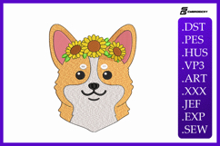 Sunflower Corgi Machine Embroidery Designs Product Image 1