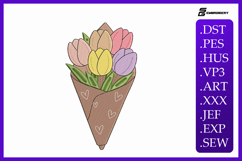 Spring Tulip Bouquet Embroidery Designs Product Image 1