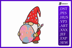 Easter Gnome Painting Egg Embroidery Design Product Image 1